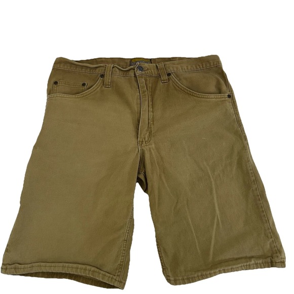 Diamond Gusset Men's Khaki Duck Canvas Cargo Shorts Workwear Made In USA, 34 - Picture 1 of 4